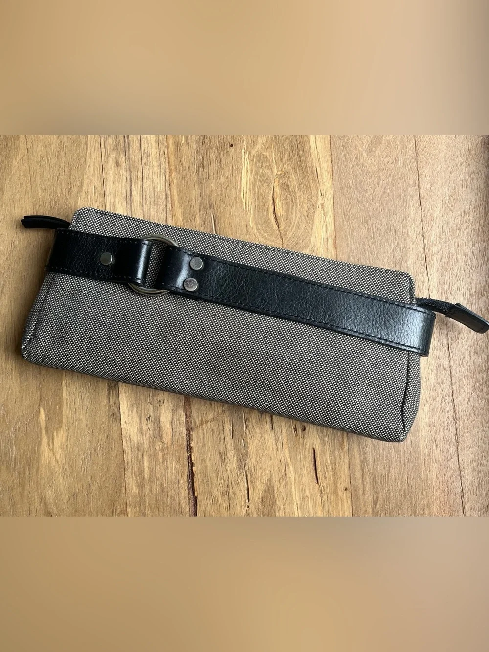Banana Republic Tweed Leather Clutch Bag Black